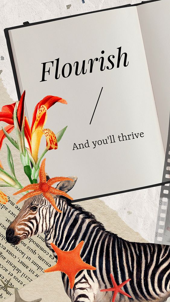 Thrive quote Facebook story template,  animal remix design, editable text