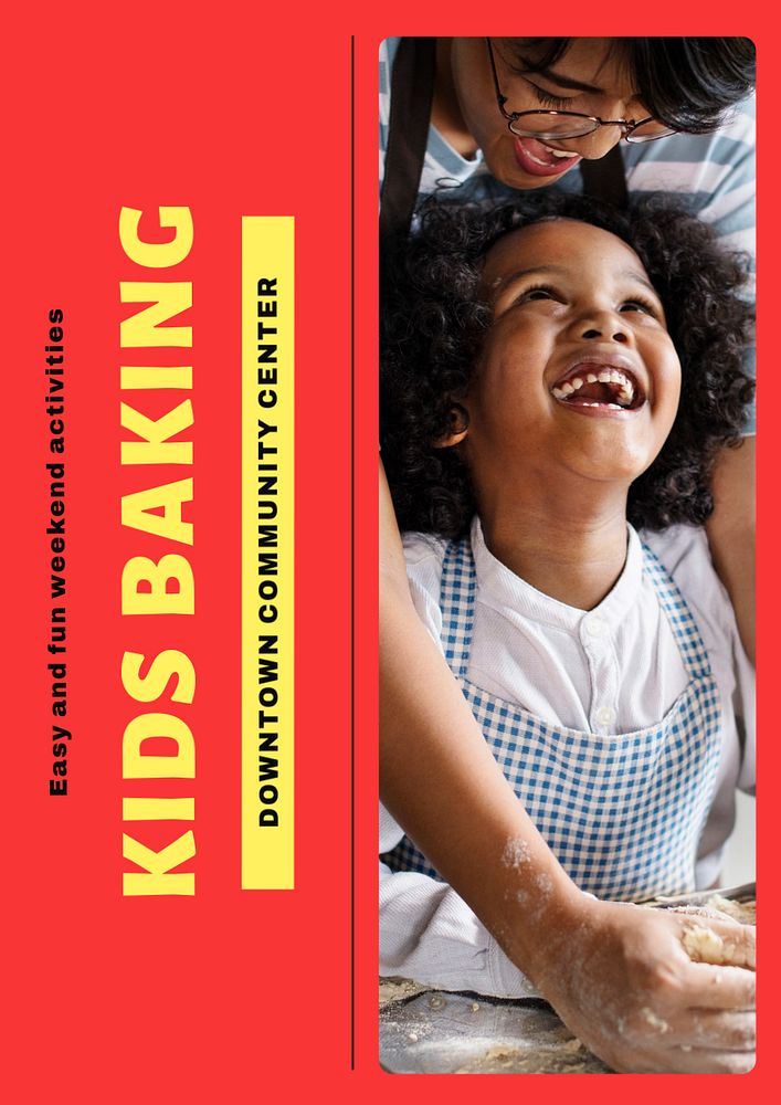 Kids cooking class, editable poster template