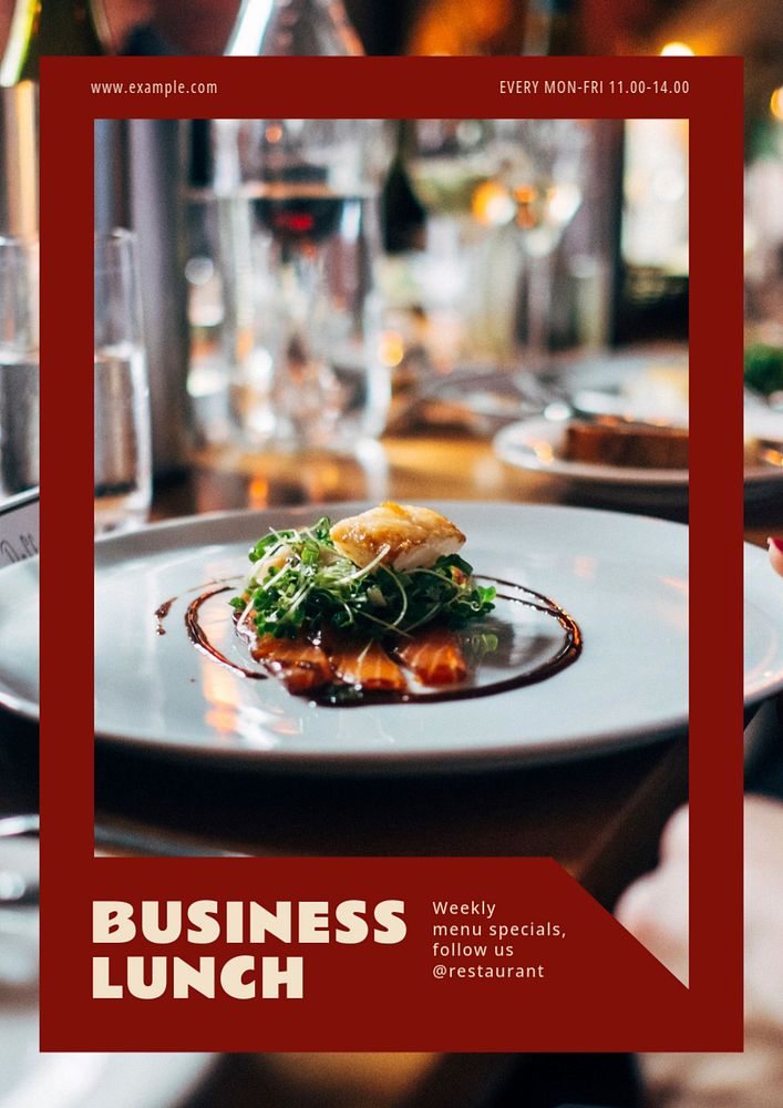 Business lunch, editable poster template