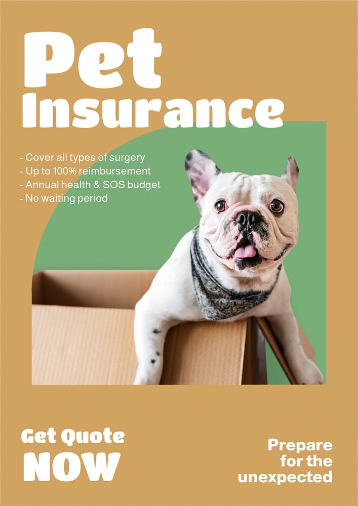 Pet insurance, editable poster template