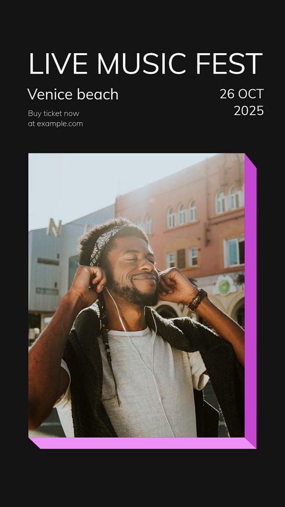 Live music festival   Instagram story template, editable design for social media