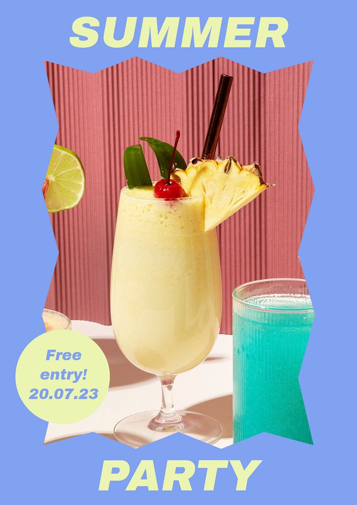 Summer party, editable poster template