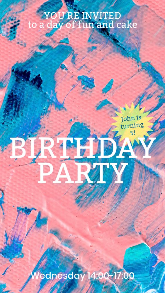 Birthday party Instagram story template, editable text