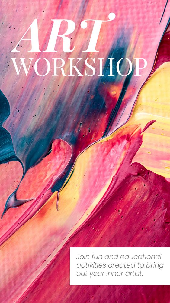 Art workshop Instagram story template, editable text