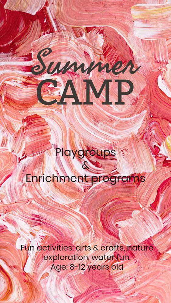 Summer camp Instagram story template, editable text