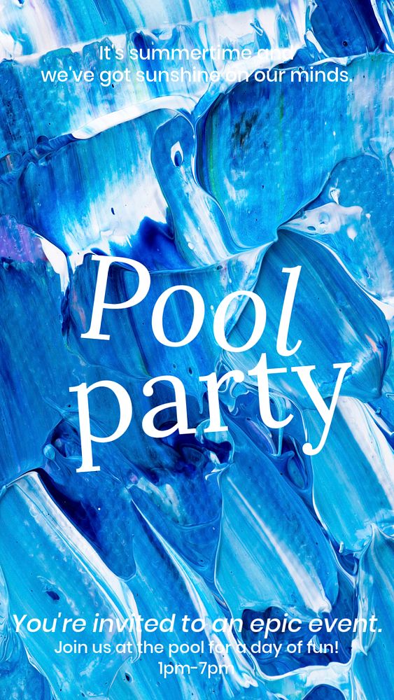 Pool party Instagram story template, editable text