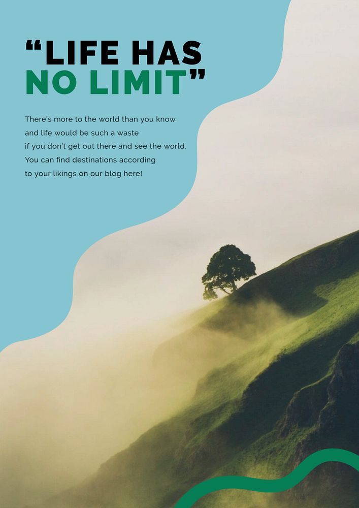 Travel aesthetic editable poster template, life has no limit text