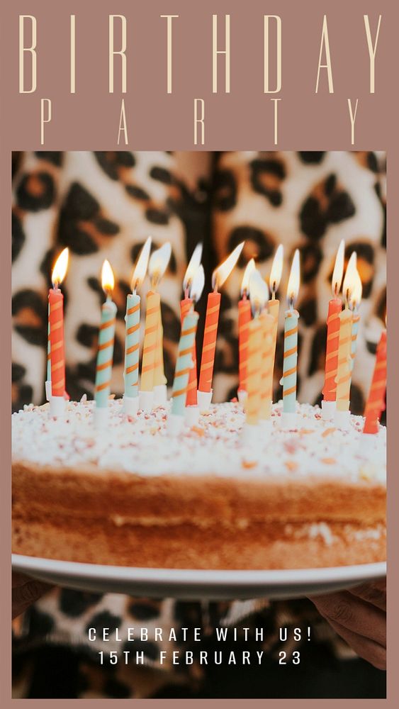 Birthday party  Instagram story template, editable design for social media