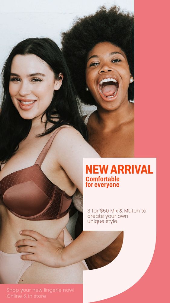 Lingerie shop  Instagram story template, editable design for social media