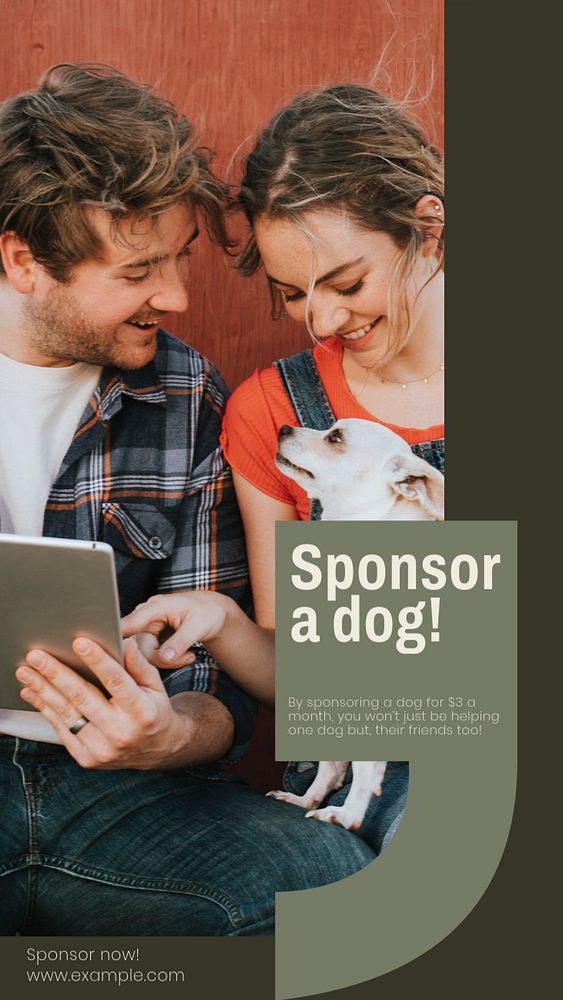 Dog charity  Instagram story template, editable design for social media