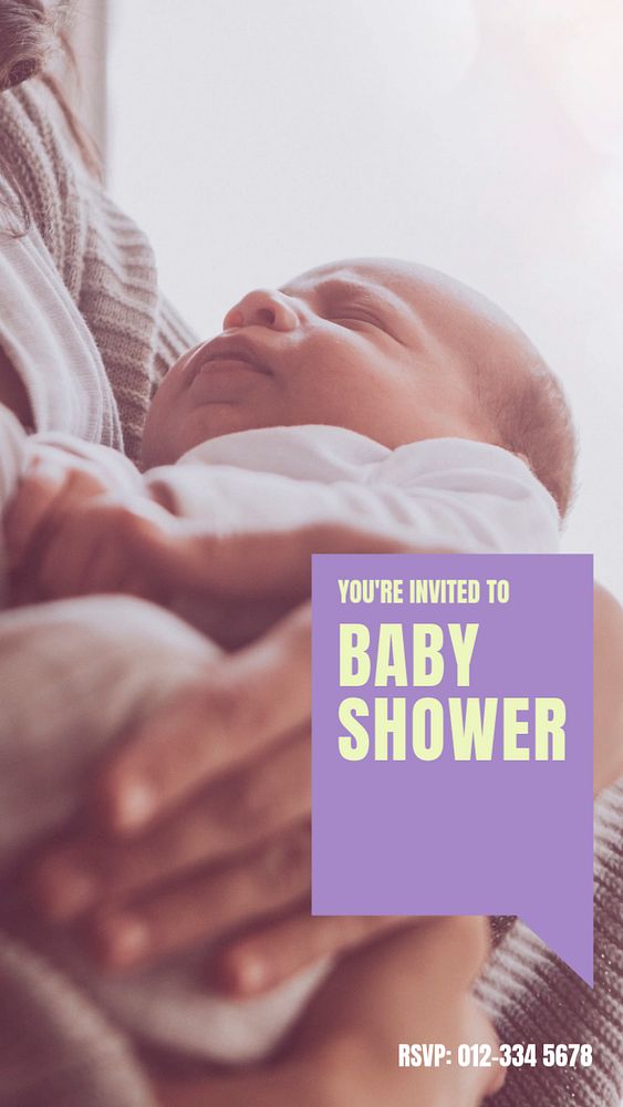 Baby shower  Instagram story template, editable design for social media