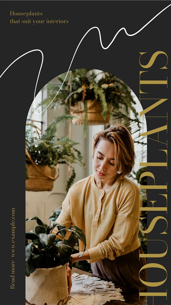 Houseplant Instagram story template, editable design