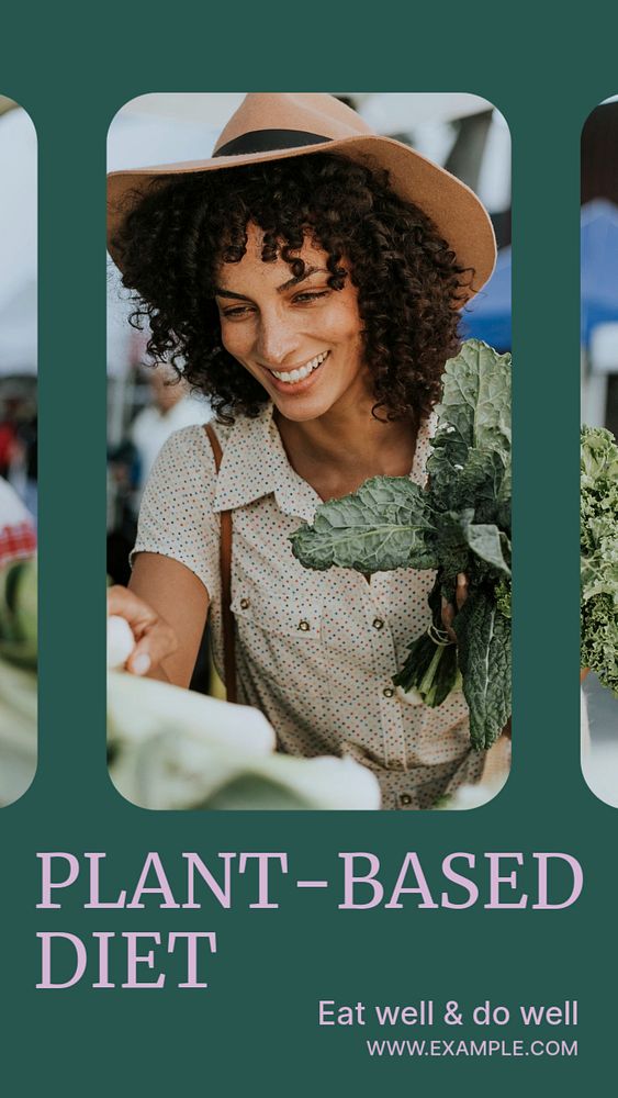 Plant-based diet  Instagram story template, editable design for social media