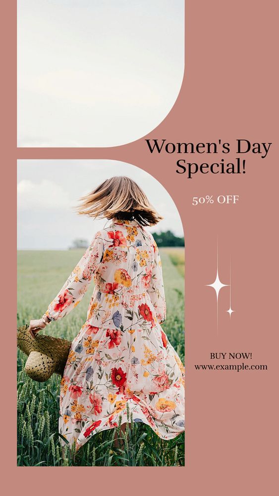 Women's day deals Instagram story template, editable design