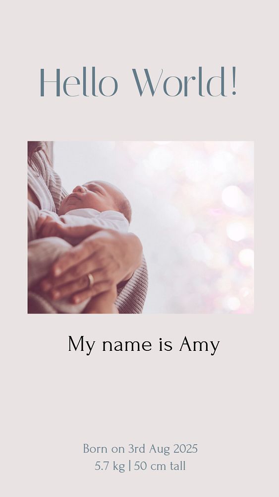 Birth announcement Instagram story template, editable design