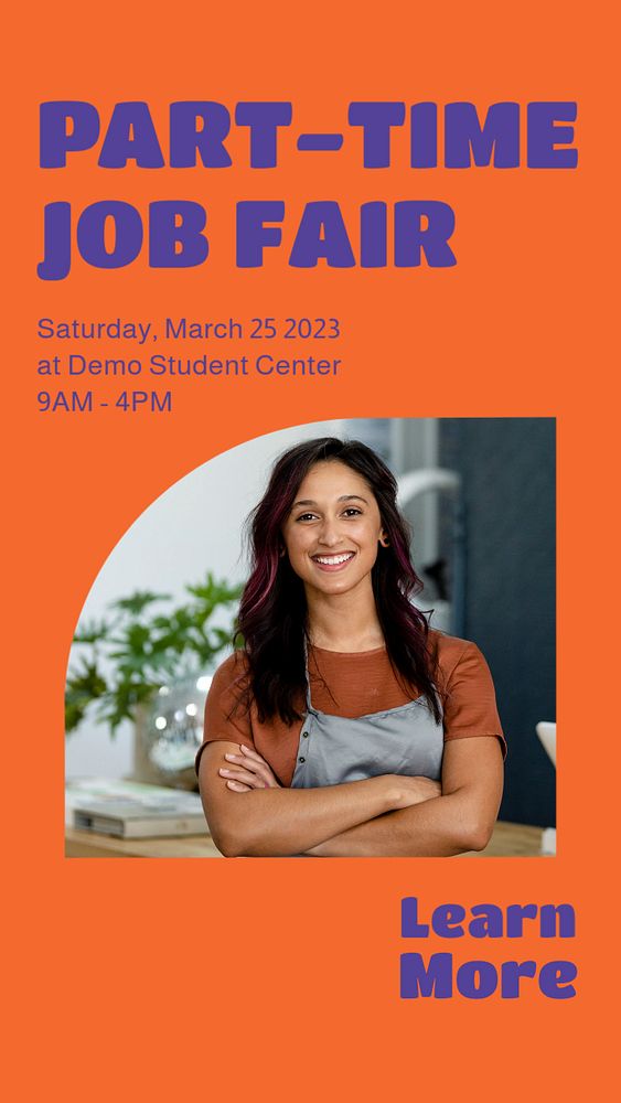 Part-time job fair  Instagram story template, editable design for social media