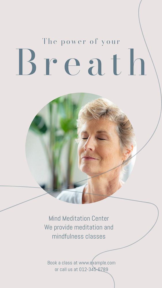 Breath and meditation Instagram story template, editable design