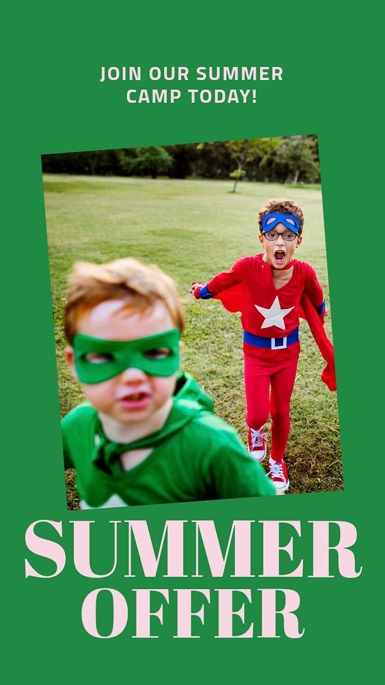 Summer camp  Instagram story template, editable design for social media