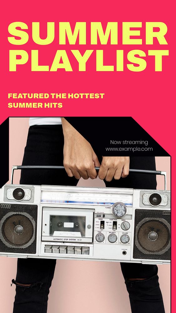 Summer playlist  Instagram story template, editable design for social media