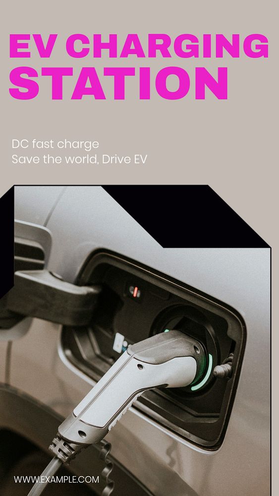 EV charging station  Instagram story template, editable design for social media