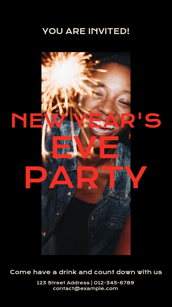 New Year Party  Instagram story template, editable design for social media