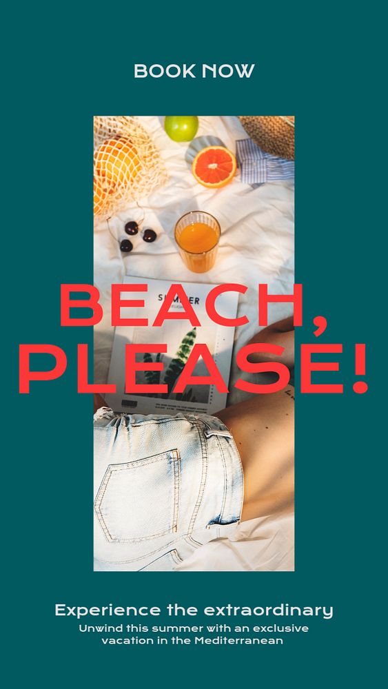 Beach vacation  Instagram story template, editable design for social media