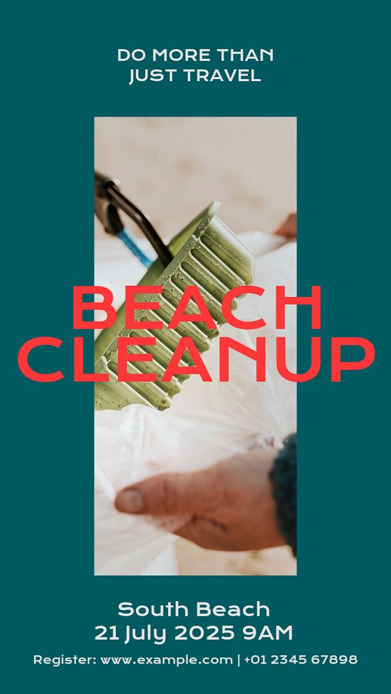 Beach cleanup  Instagram story template, editable design for social media