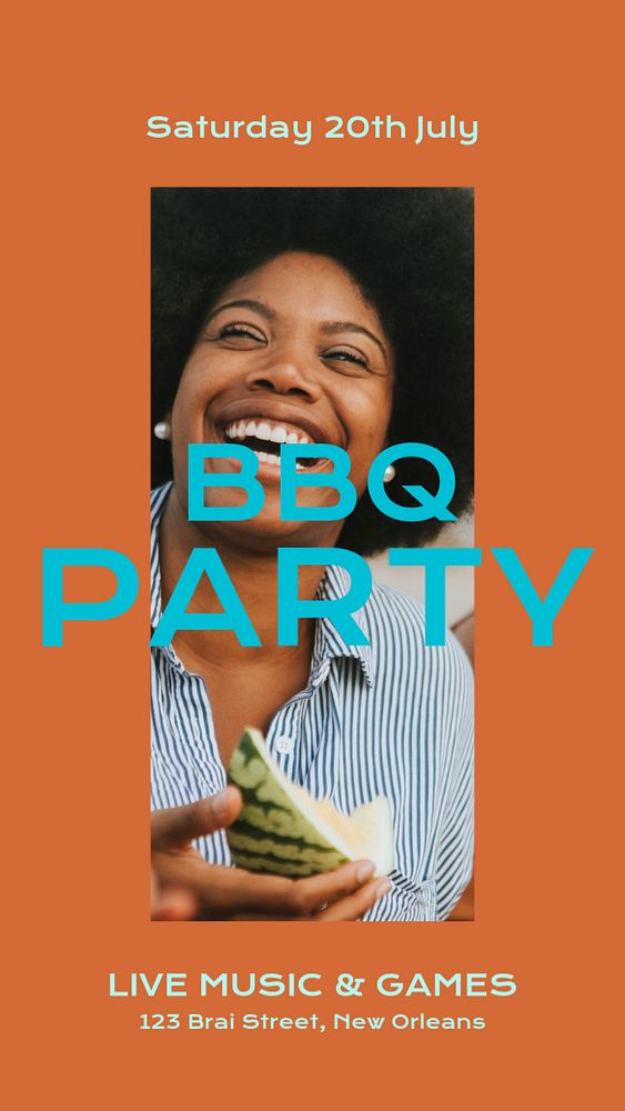 BBQ party  Instagram story template, editable design for social media