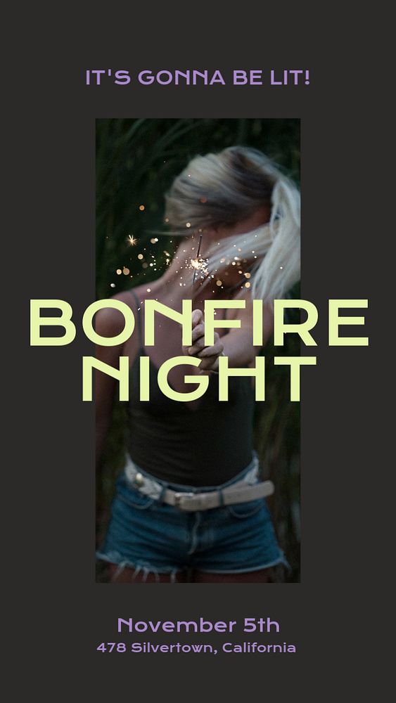 Bonfire night  Instagram story template, editable design for social media