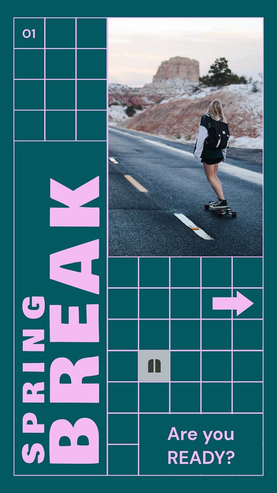 Spring break  Instagram story template, editable design for social media