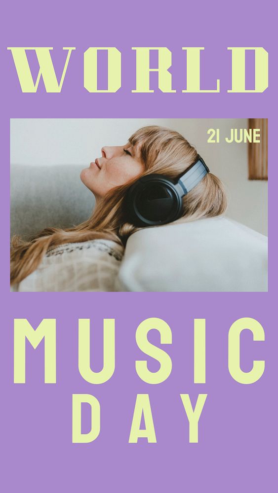 World music day  Instagram story template, editable design for social media