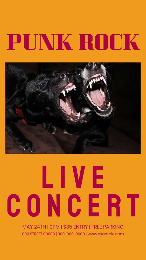 Punk rock live concert  Instagram story template, editable design for social media