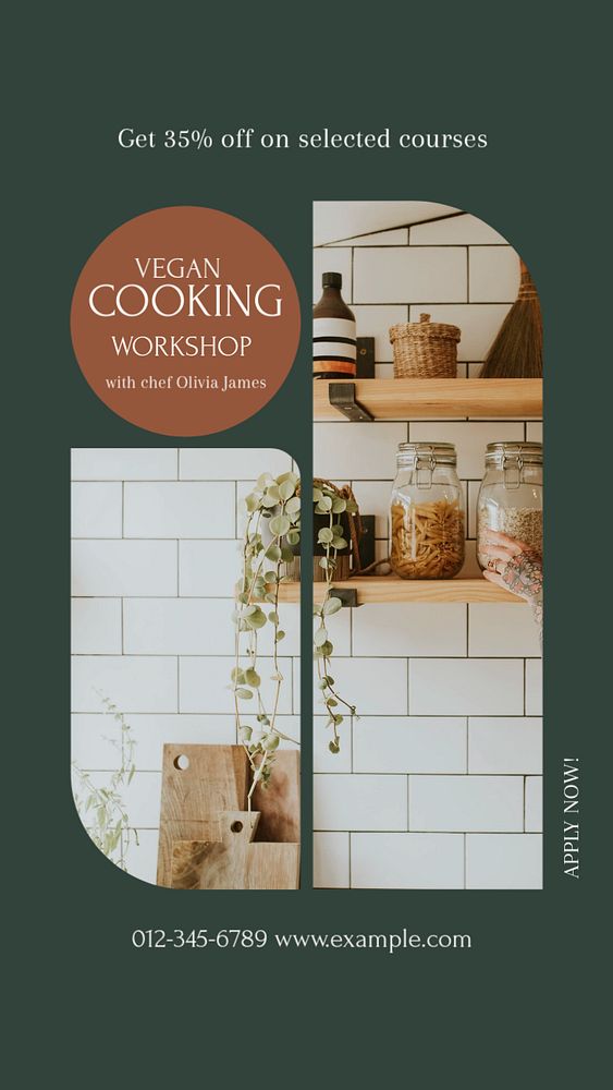 Vegan cooking Instagram story template, editable design