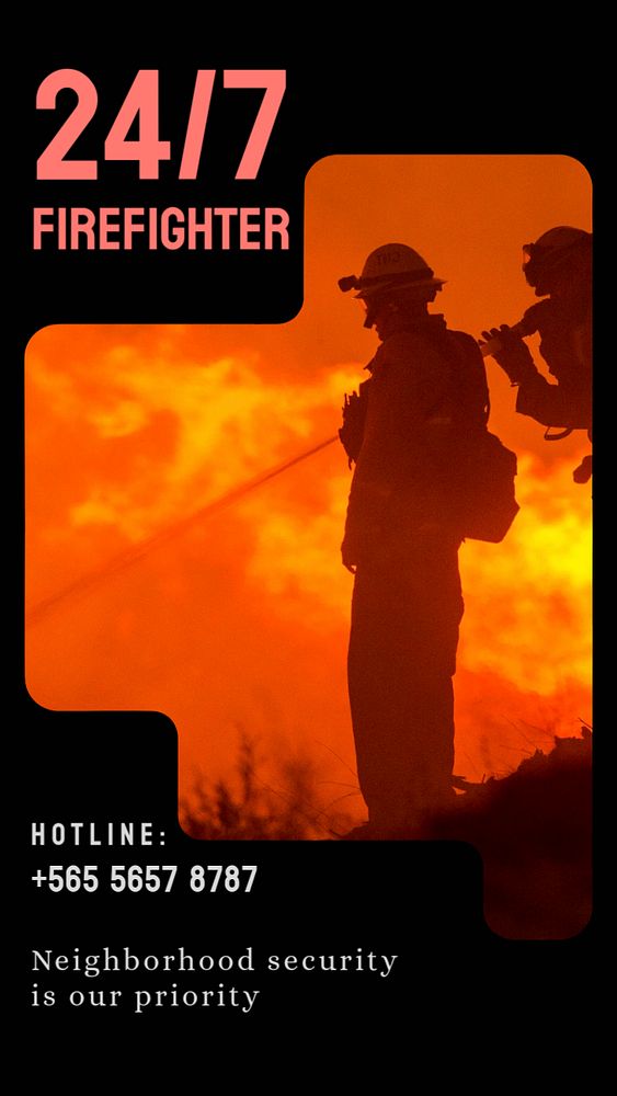 Firefighter job  Instagram story template, editable design for social media