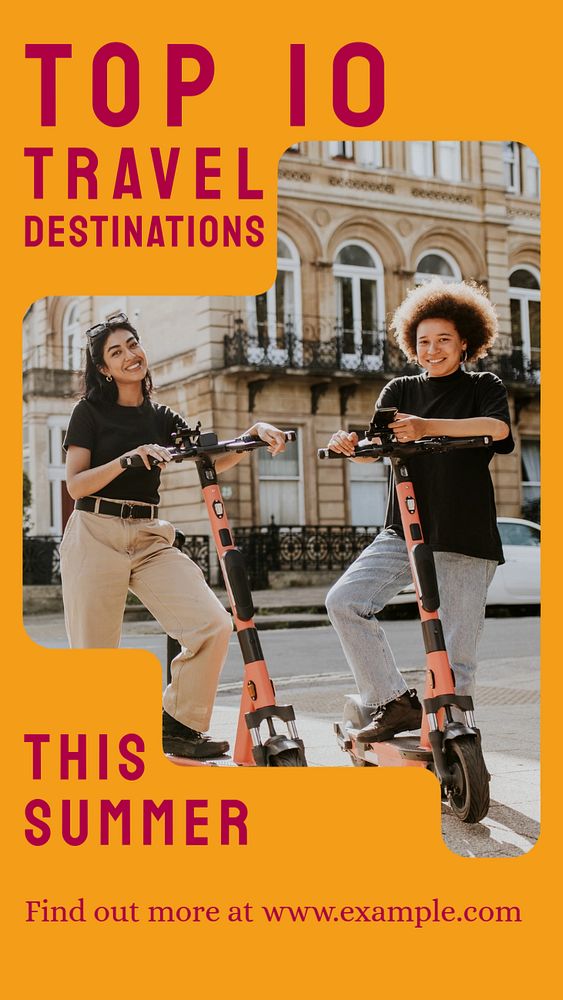 Top 10 travel destination  Instagram story template, editable design for social media