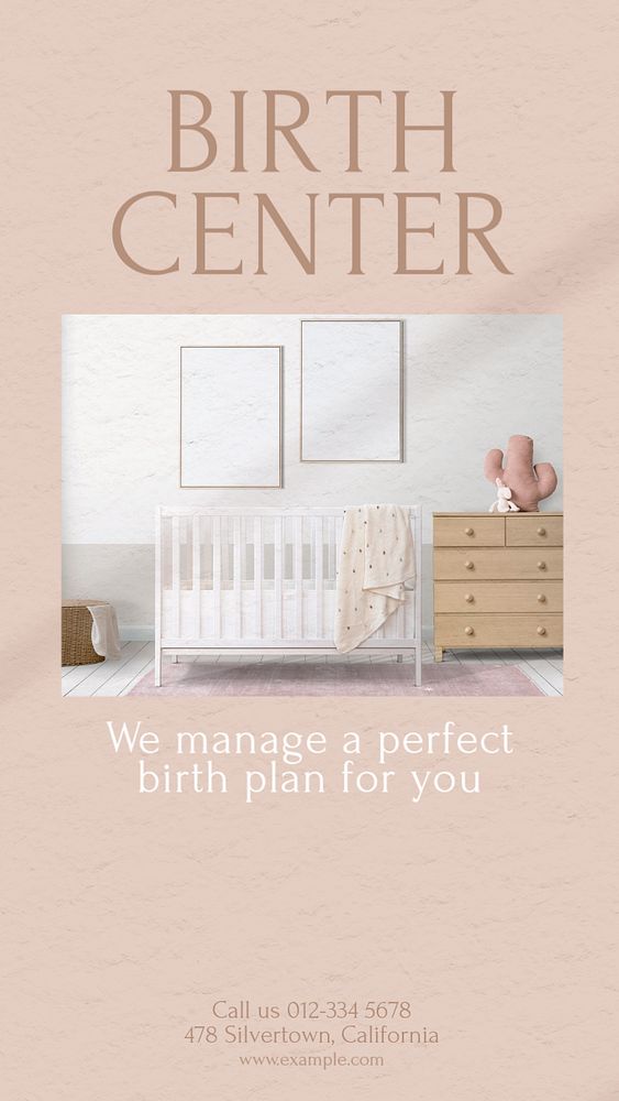 Birth center Instagram story template, editable design