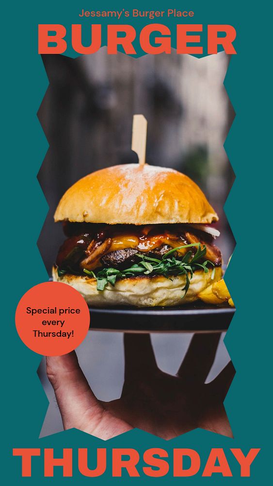 Burger Thursday  Instagram story template, editable design for social media