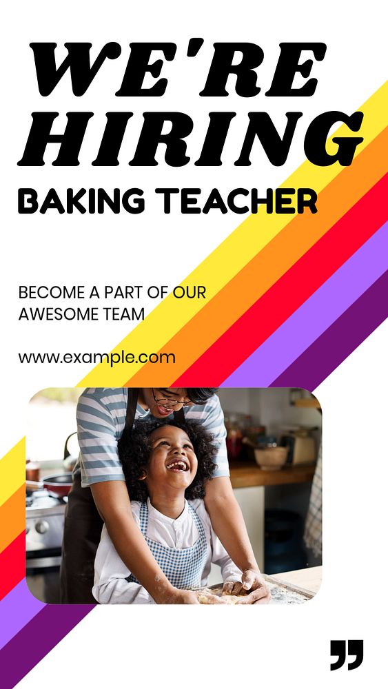 Hiring baking teacher  Instagram story template, editable design for social media