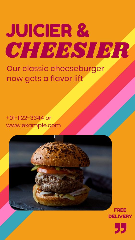 Burger free delivery  Instagram story template, editable design for social media