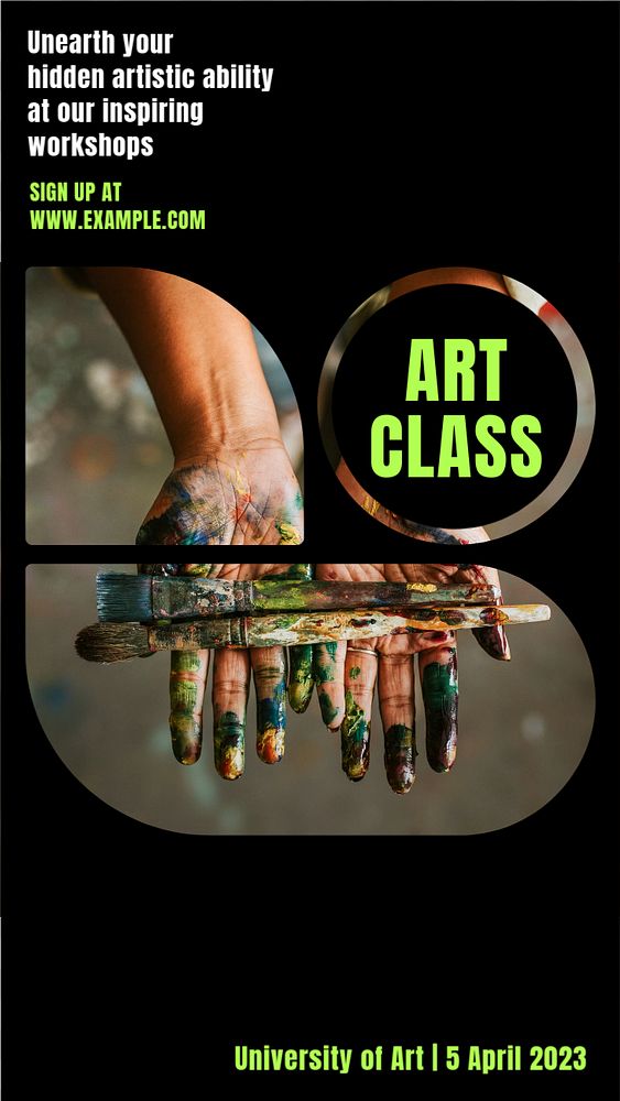 Art class  Instagram story template, editable design for social media