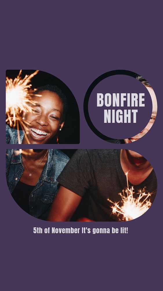 Bonfire night  Instagram story template, editable design for social media