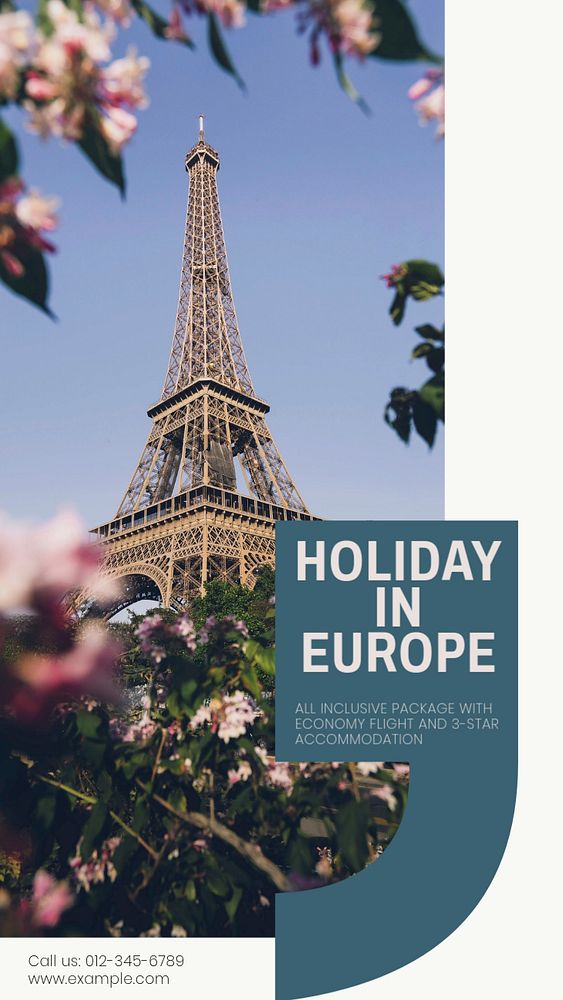 Holiday in Europe  Instagram story template, editable design for social media