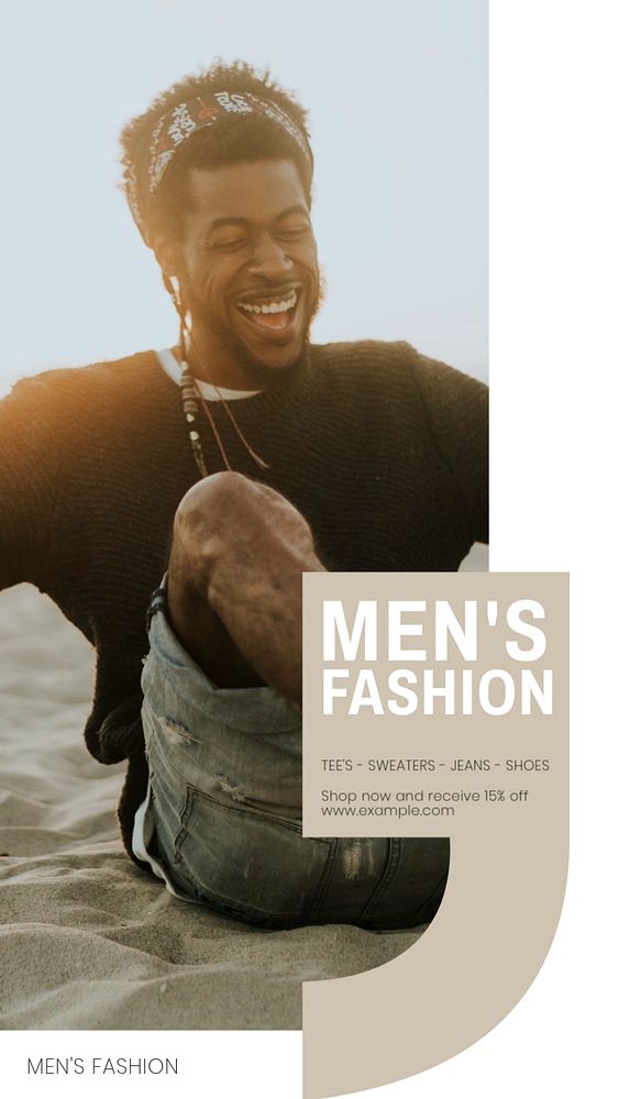 Men's fashion  Instagram story template, editable design for social media