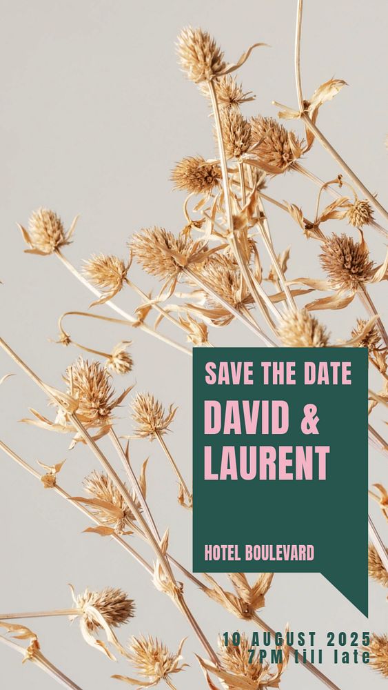 Save the date  Instagram story template, editable design for social media