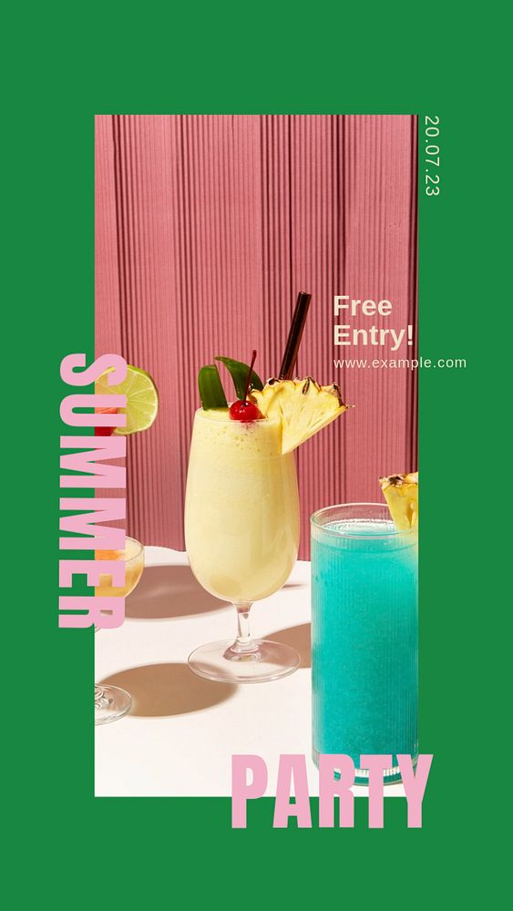 Summer party  Instagram story template, editable design for social media