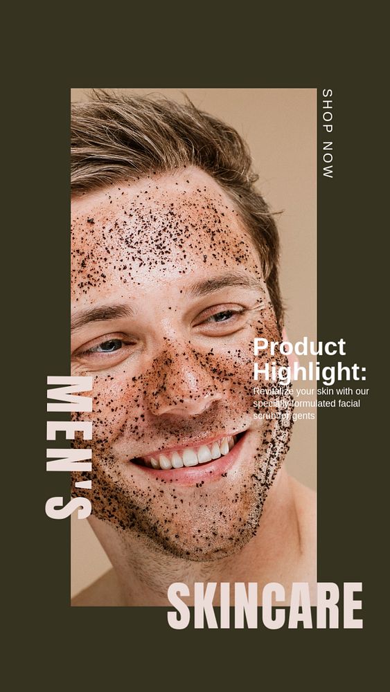 Men's skincare  Instagram story template, editable design for social media