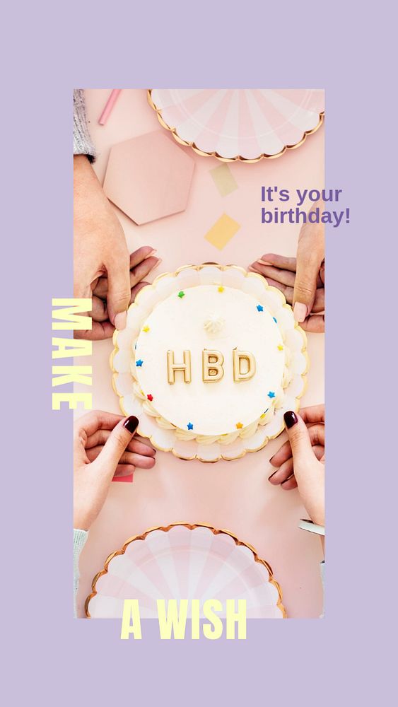 Birthday party invitation  Instagram story template, editable design for social media