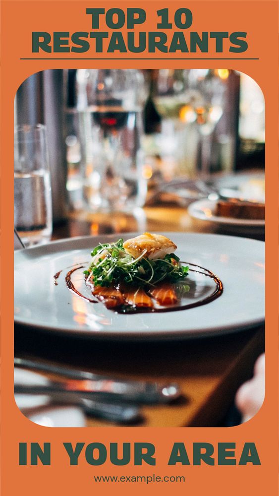 Top 10 restaurants in you area  Instagram story template, editable design for social media