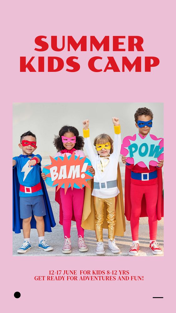 Summer kids camp  Instagram story template, editable design for social media