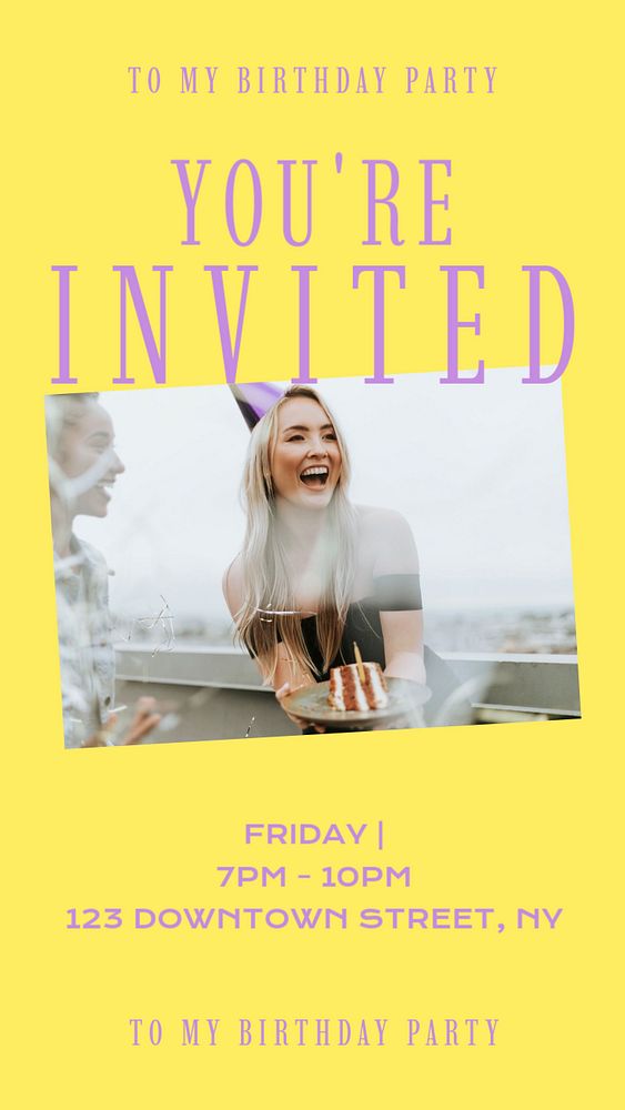 Birthday invitation  Instagram story template, editable design for social media